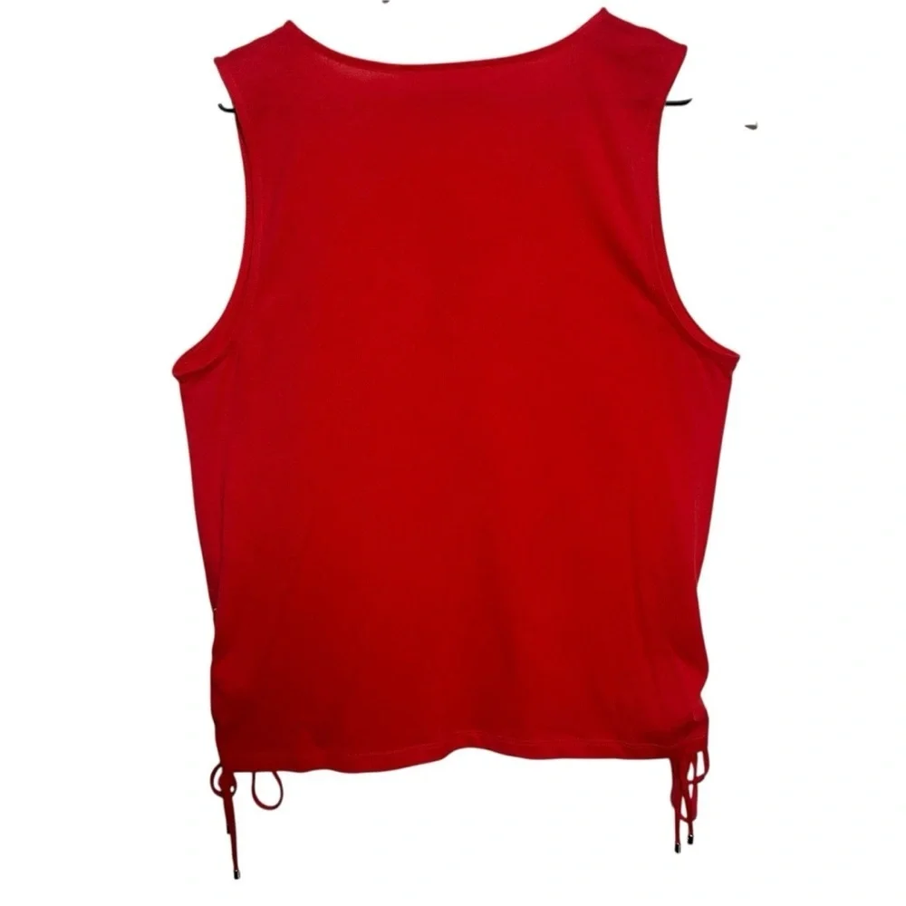 Michael Kors V-neck Top Grommet Side Tie Medium Sleeveless Sea Coral Cotton Work